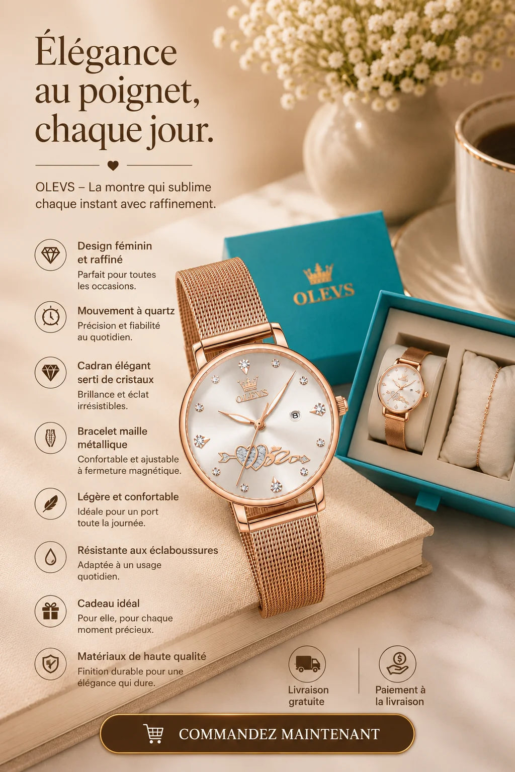 Montre OLEVS Femme — Chic & Raffinée